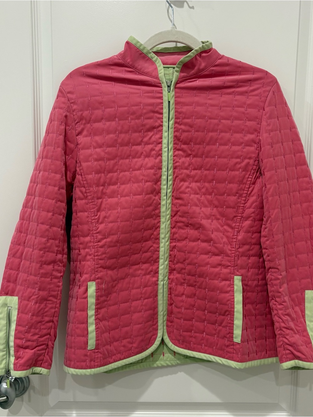 Harvé Benard Collection Quilted Jacket – Pink & Lime Green – XS/S – EUC